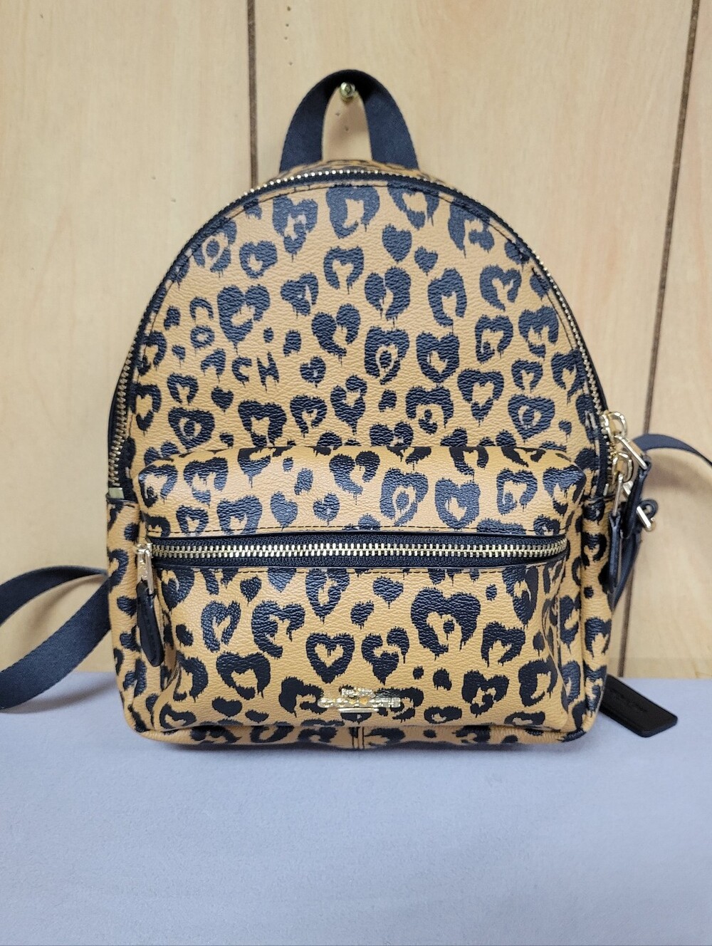 Coach Mini Charlie Backpack in Wild Heart Leopard Print